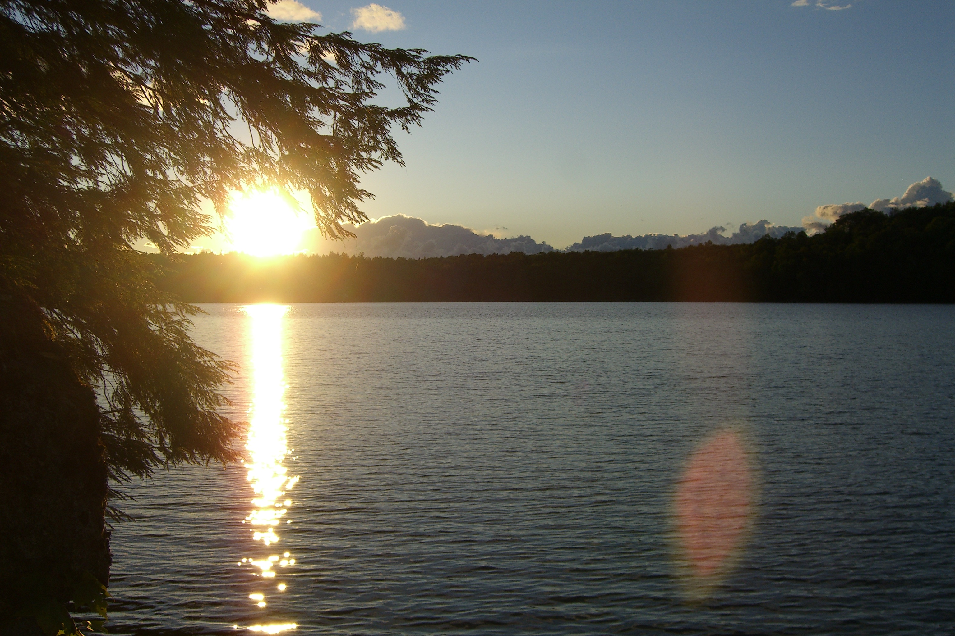 Sun setting over the lake