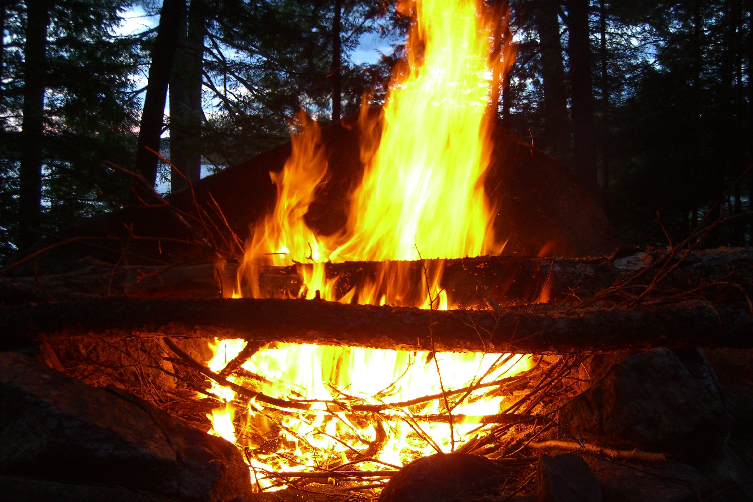 Roaring campfire