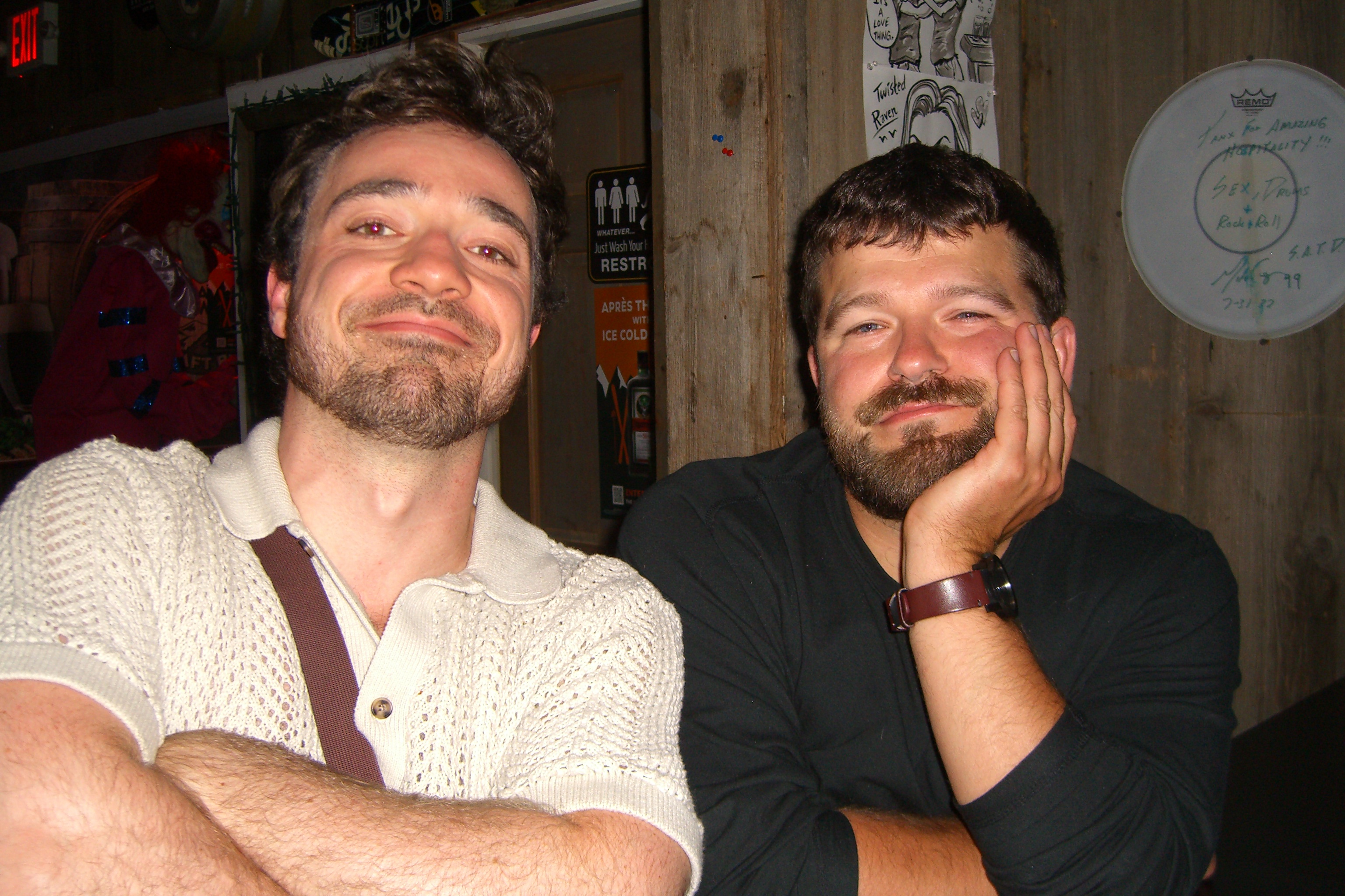 Two friends at a bar