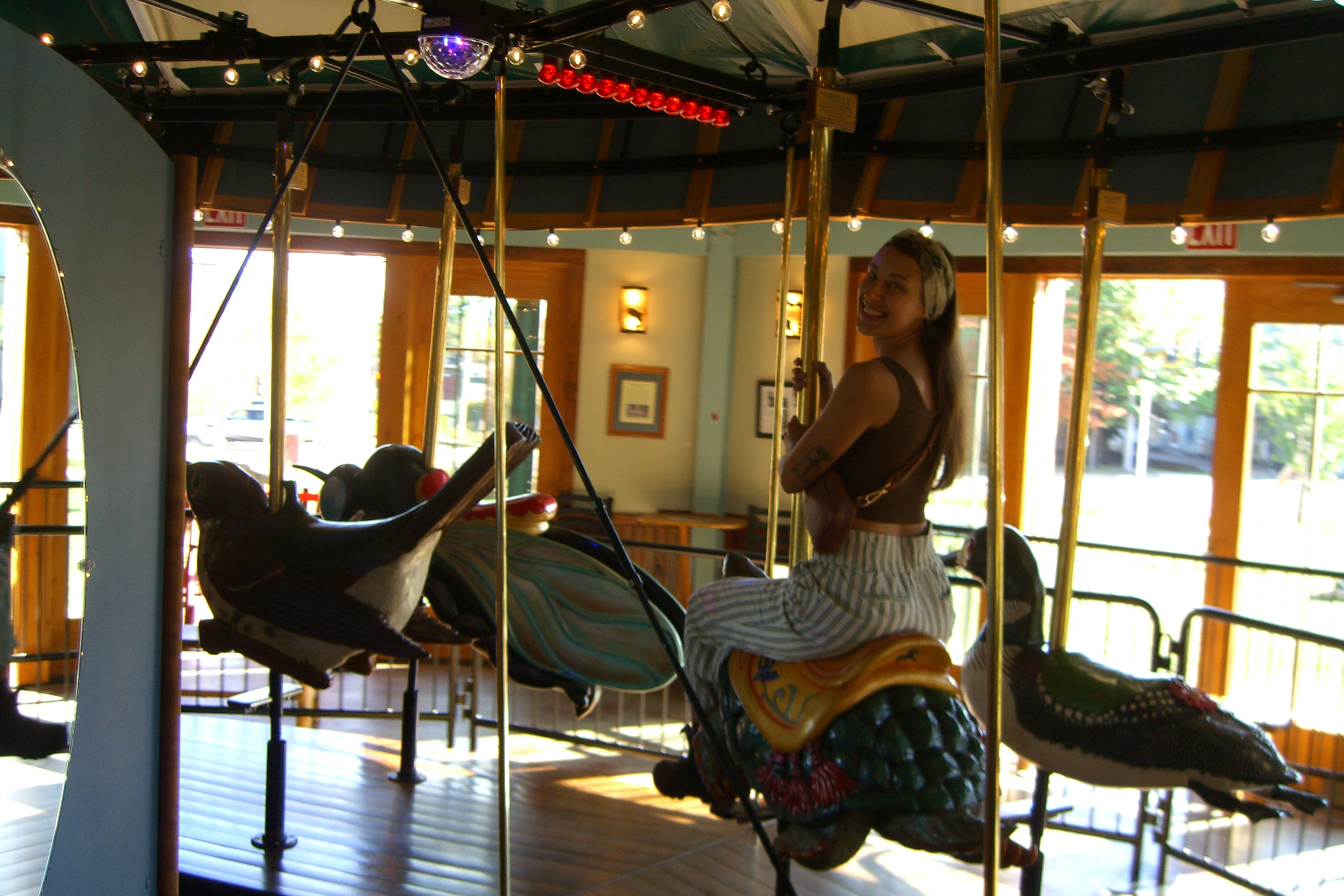 Riding a carousel